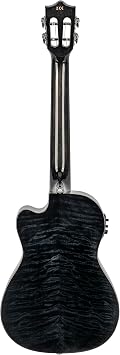 Lanikai Quilted Maple Black Stain Baritone A/E Ukulele with Foam Case (QM-BKCEB)