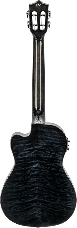Lanikai Quilted Maple Black Stain Baritone A/E Ukulele with Foam Case (QM-BKCEB)