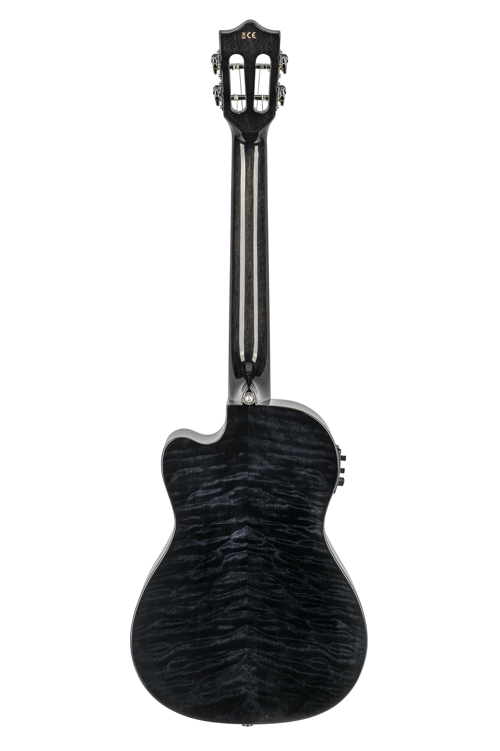 Lanikai Quilted Maple Black Stain Baritone A/E Ukulele with Foam Case (QM-BKCEB) - Image 2