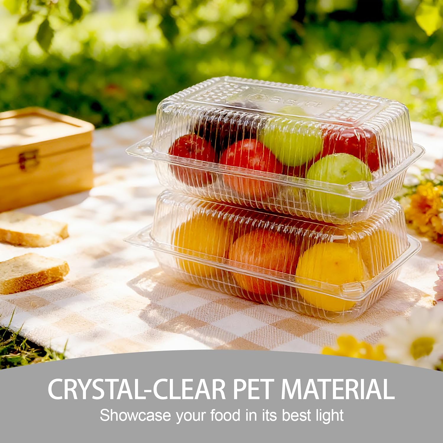 200PCS Clear Plastic Hinged Loaf Containers, 8.66x5.12x3.15 Inch Disposable Clamshell Dessert Take Out Food Containers Cake Slice Boxes for Bakery, Cafe