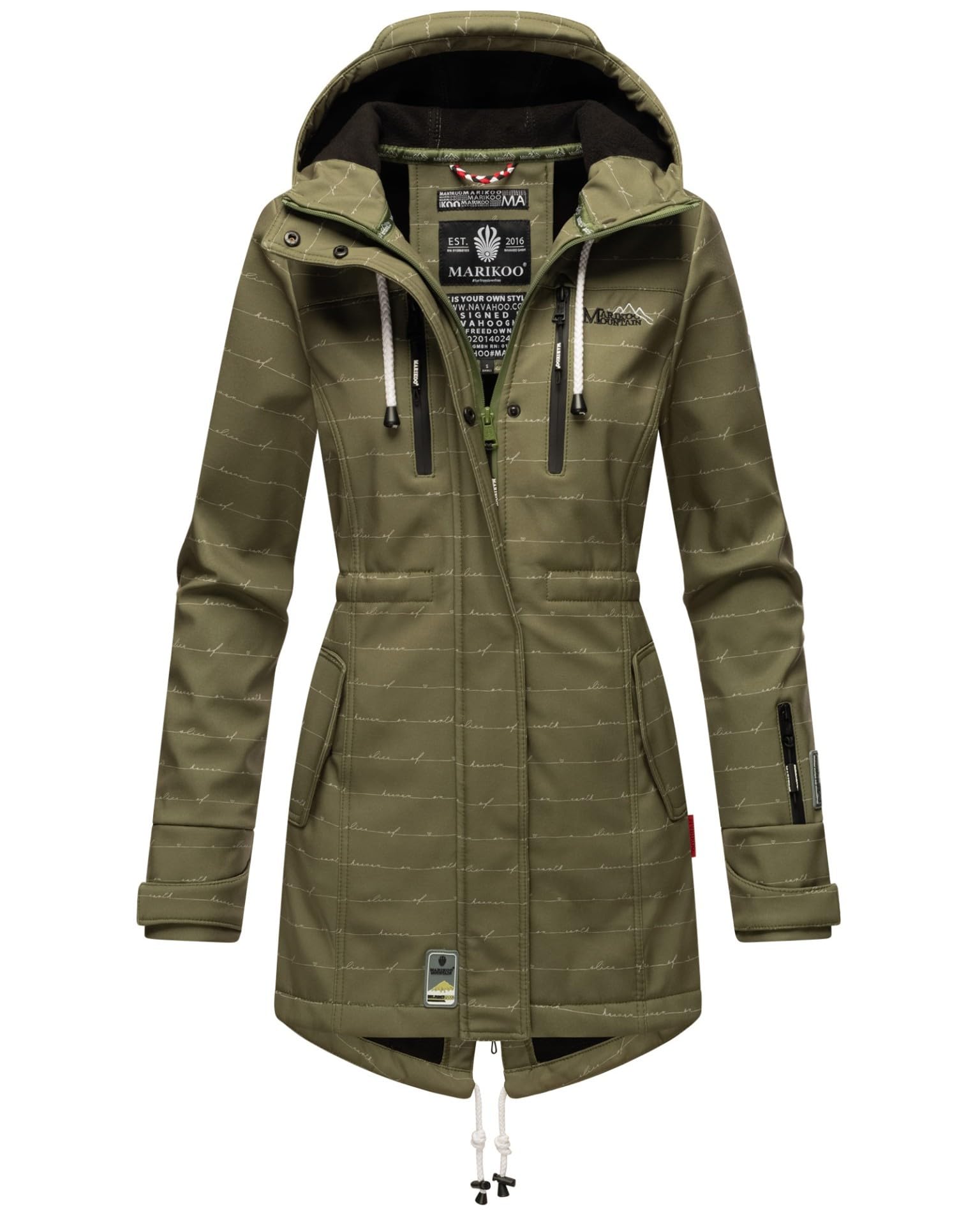 Marikoo B614 Veste softshell pour femme (XS-3XL) avec capuche – Imperméable, intérieur en polaire, poche sur le bras, manteau, veste chaude pour femme