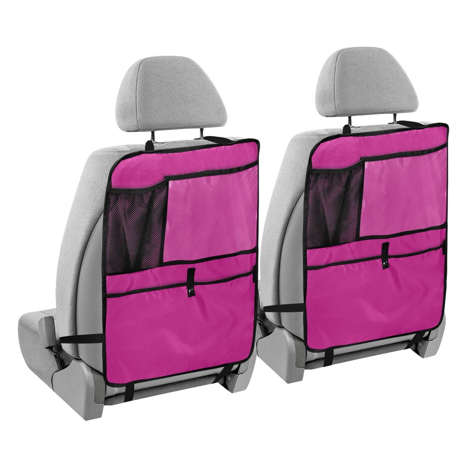 ODAWA Medium Violet Red Car Kick Mats with Pockets Protector, Back Seat Covers