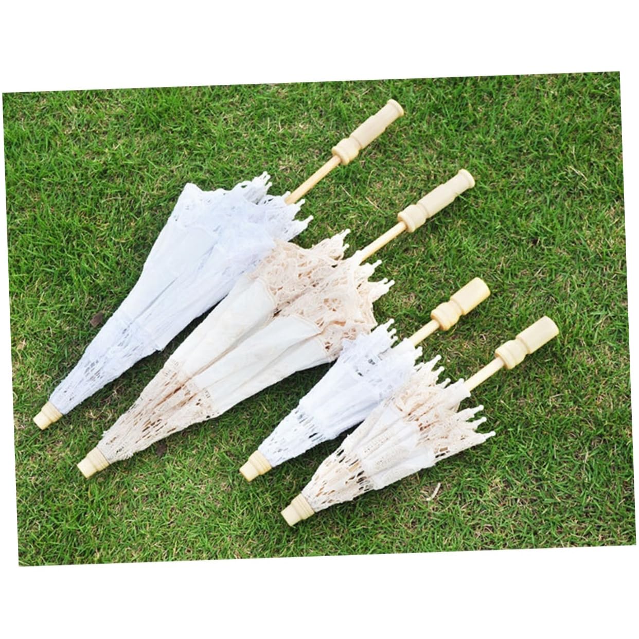 Lot De 3 Parapluies De Mariage Élégants en Dentelle pour Photos De Mariage Thé Taille S