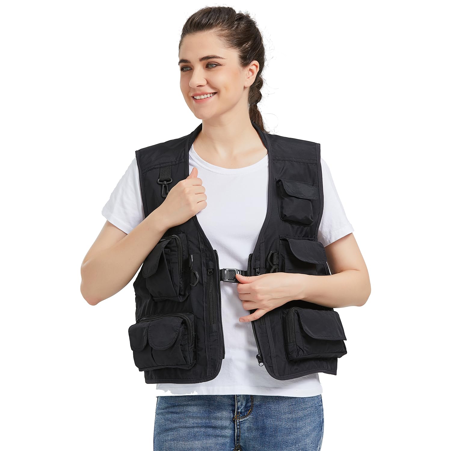 Ziker Gilet de pêche en maille respirante pour femme avec poches