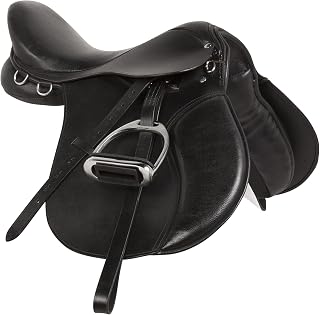 All Purpose Black Premium Leather English Riding Horse Saddle Tack Kit Stirrup Girth 12 13 14 15 16 17 18 Brown ST-ES-007