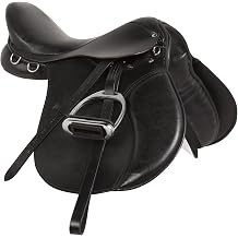 All Purpose Black Premium Leather English Riding Horse Saddle Tack Kit Stirrup Girth 12 13 14 15 16 17 18 Brown ST-ES-007