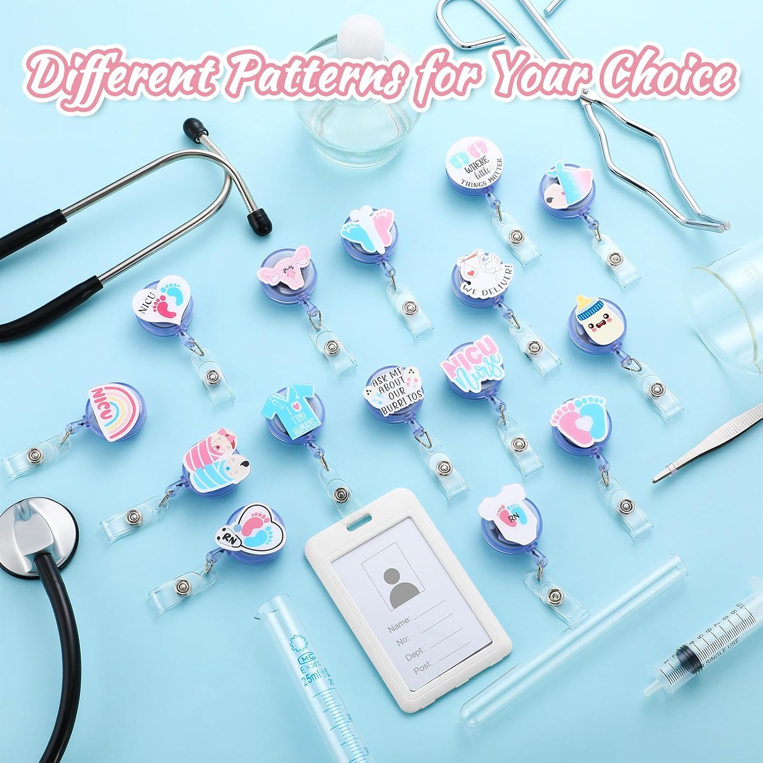 15 Pcs Nurse Badge Reel Acrylic Nicu Retractable Badge Reels, Newborn image 5