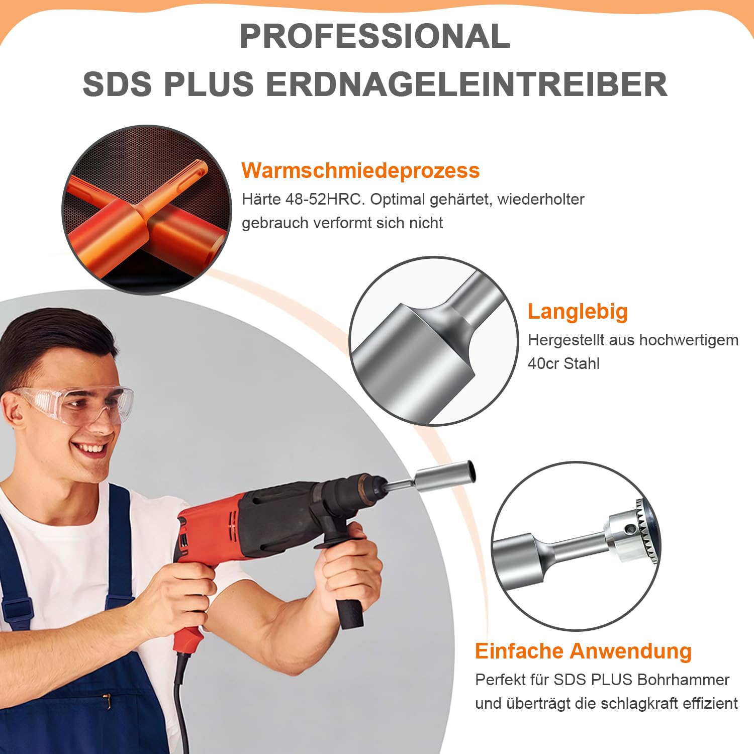 Outil d'enfoncement pour piquet de terre profond SDS PLUS, manchon Ø20 mm pour tige de mise à la terre, marteau d'enfoncement pour piquet de terre