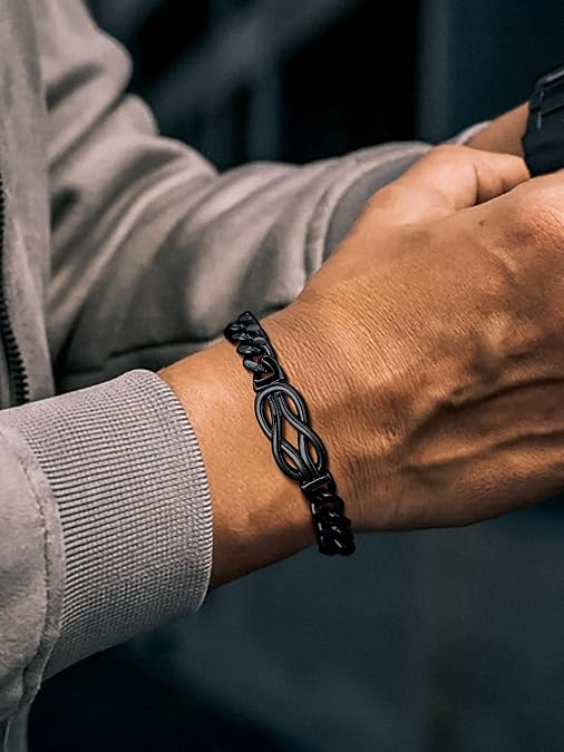 Richsteel Love Knot Bracelet Gift for Men Stainless Steel Infinity Bracelets Love Link Forever Promise Gifts for Father's Day Birthday Anniversary Christmas Valentines Wedding for Him