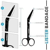 Vista 20 de Tijeras para vendajes de acero inoxidable Utopia Care Lister, 5.5 pulgadas