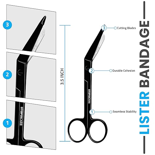 Miniatura 2 de Utopia Care Tijeras médicas - Tijeras EMT y trauma - Tijeras de enfermería y cirugía de 3.5 pulgadas - Tijeras de vendaje de acero inoxidable para