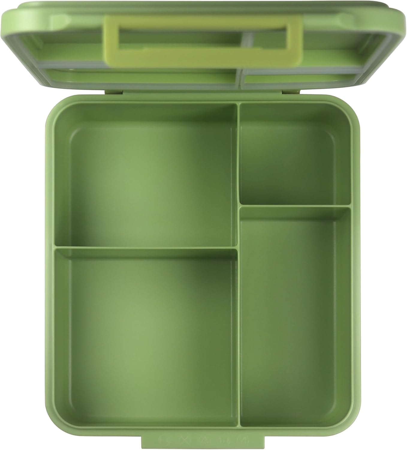 Bento Mega Lunch Box, carrying handle – 4 No-Mix Compartments | Microwave & Dishwasher Safe | for Adult, Preschool, School 1600ML, OZ (Green Leaves ClevaGator Friend)