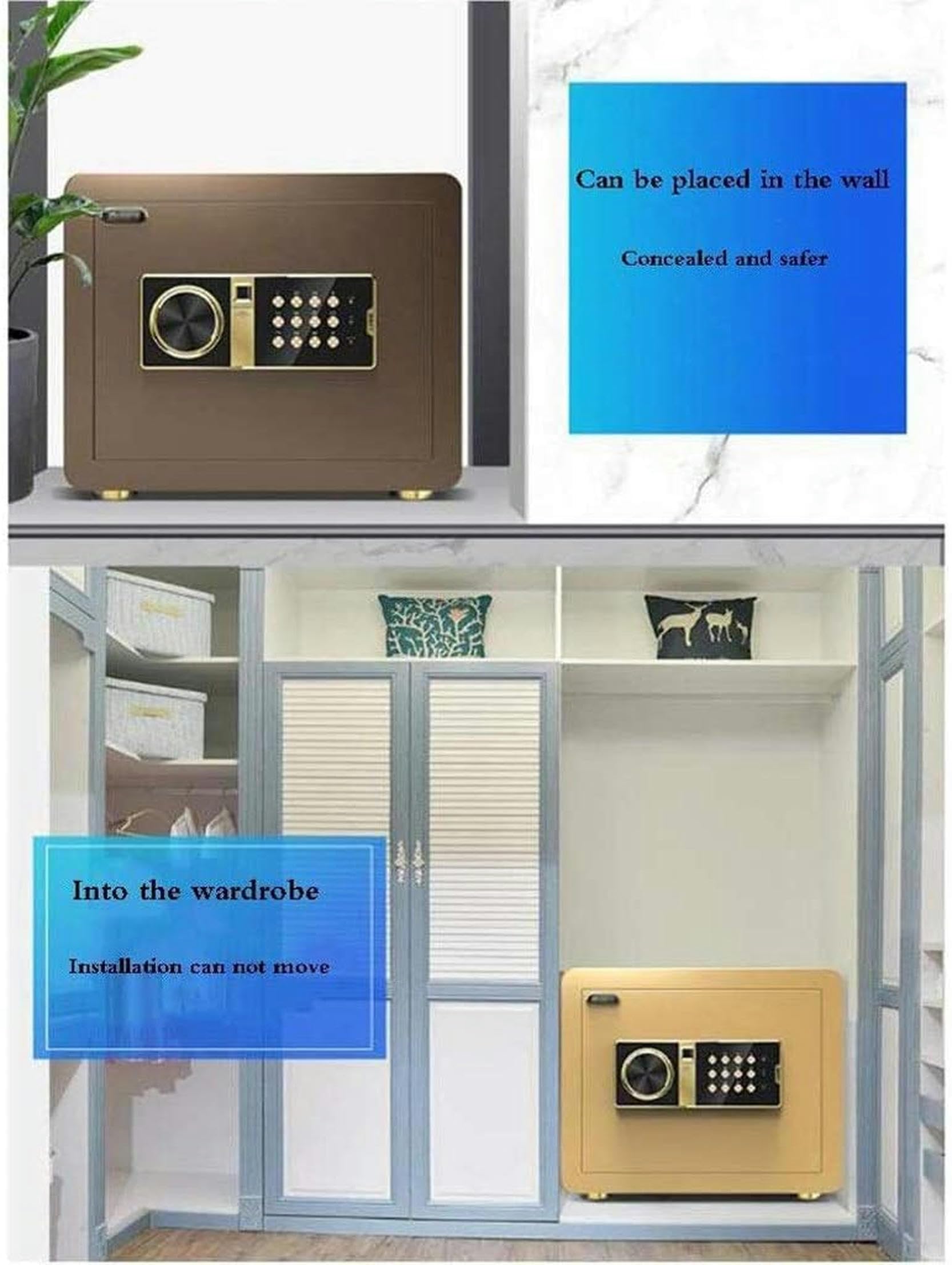 Caja Fuerte Antirrobo Completamente De Acero, Caja Fuerte con Contraseña para Huellas Dactilares, Cerradura Electrónica contra Incendios con Huella Dactilar, Caja De Combinación Digital para El Cerdo