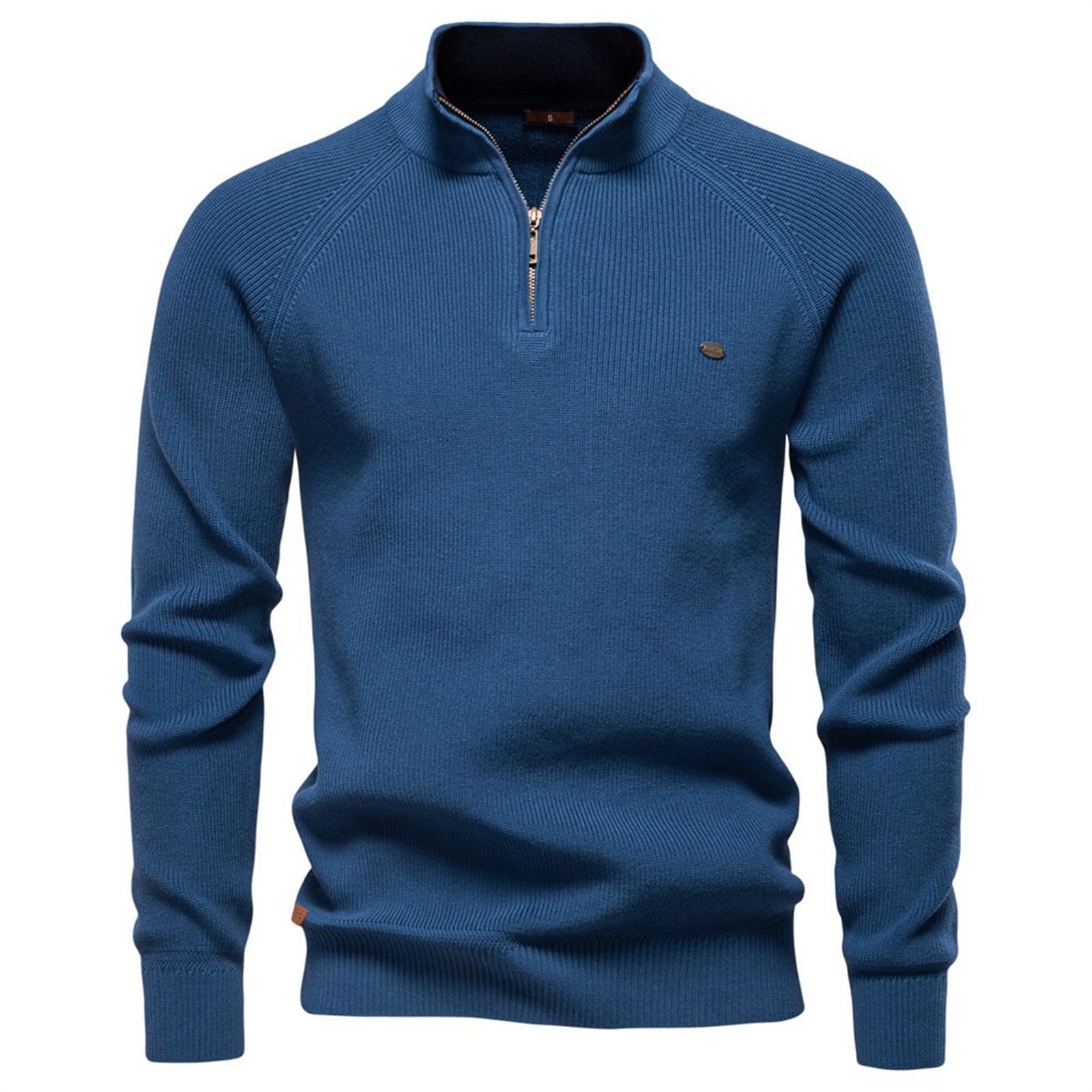 CHUNOTU - Maglione da uomo con cerniera a un quarto, a maniche lunghe | Casual Blocchi di Colore Maglioni Vestibilità Rilassata Autunno Inverno Stand Collare Top Caldo Abbigliamento Lounge Outdoor