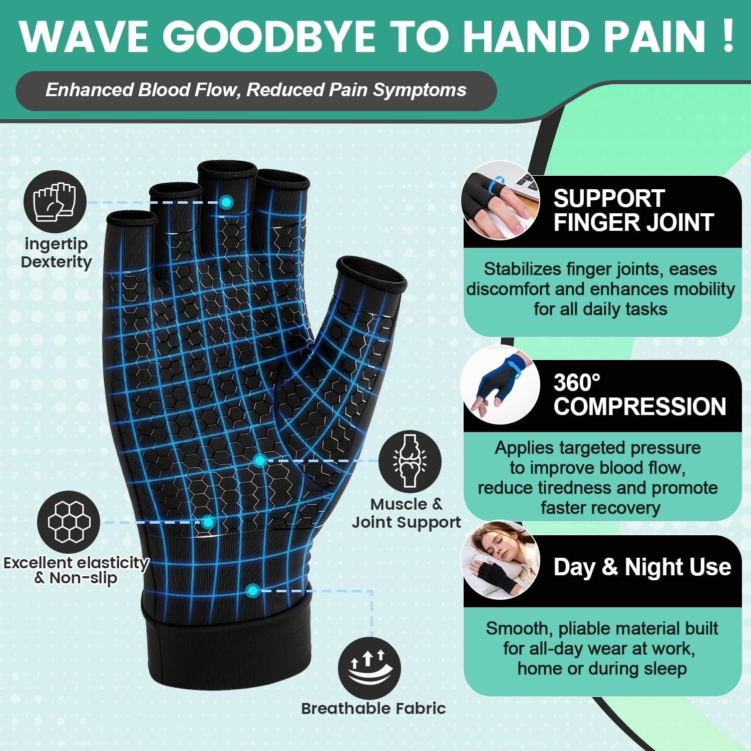 Arthritis Compression Gloves for Men & Women, Carpal Tunnel Pain Relief