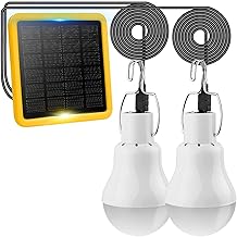 TechKen 2 x Portable Solar LED Light Bulb, 3W Solar Lamp for Camping, Hiking, Fishing, Garden