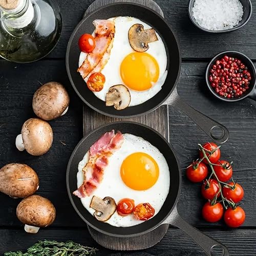 Miniatura 8 de Sartén pequeña negra para huevos, mini sartén, sartén pequeña para panqueques para el hogar y campamento (diámetro 4.7 pulgadas/5.0 in)