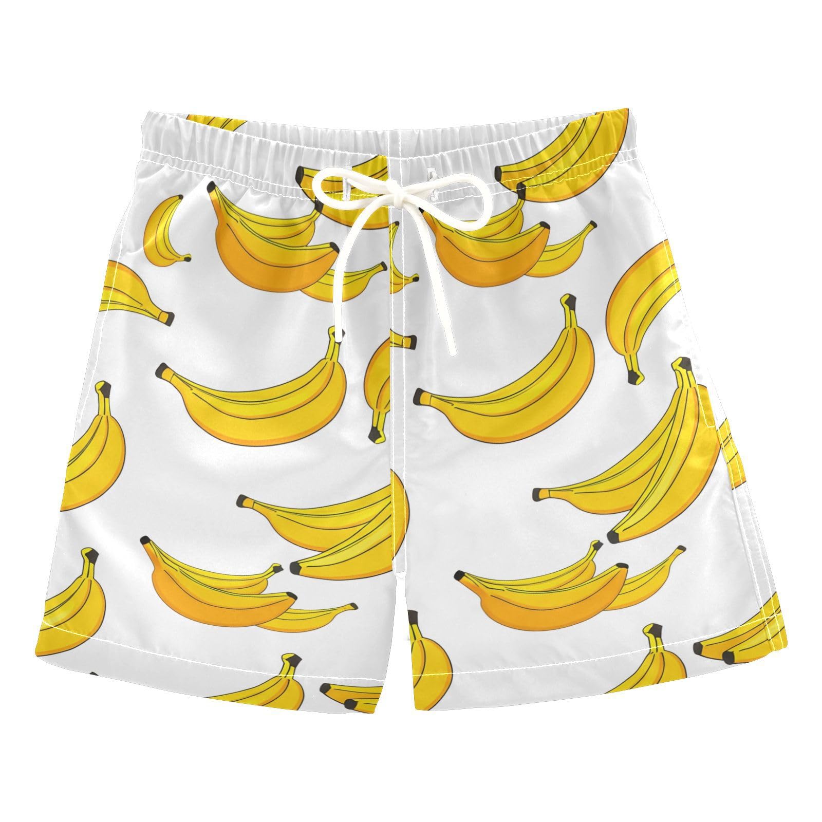 DOMIKING Yellow Banana Fruit Kids Board Shorts Little Boys Adjustable Bathing Suit for Kids Boy Hiking Quick Dry 4T