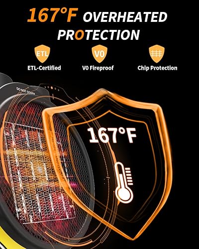 Miniatura 7 de Buyplus Calentadores al aire libre para patio, calentador eléctrico de garaje de 1500 W con ángulo ajustable de 90°, protección contra