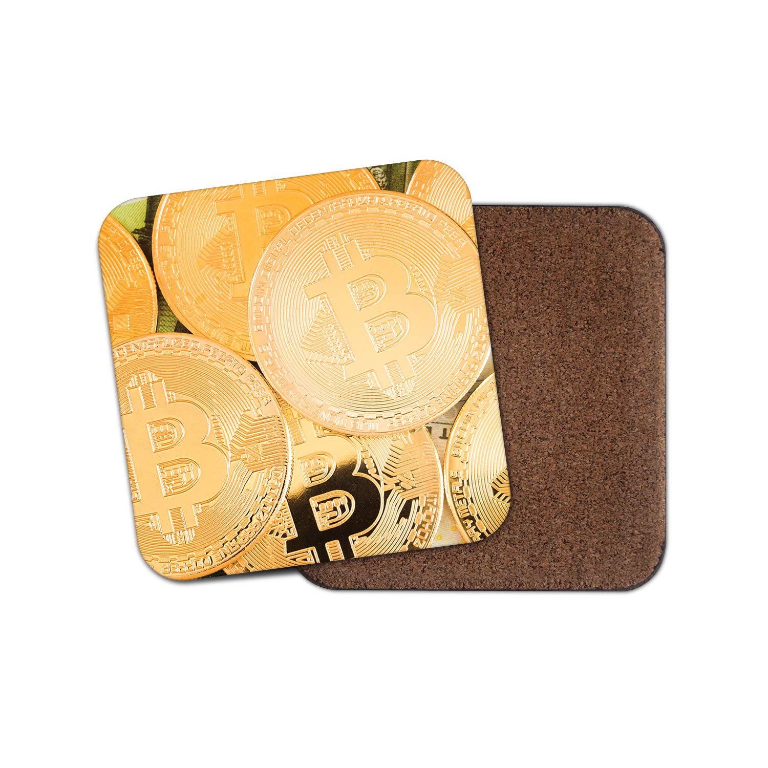 1 x Shiny Bitcoin Coaster - Cryptocurrency Office Investment Currency #12490