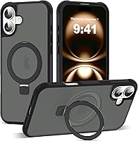 Vista 16 de Funda de grado militar compatible con iPhone 14 Plus de 6.7 pulgadas, con soporte magnético invisible tipo anillo, compatible con MagSafe y gran