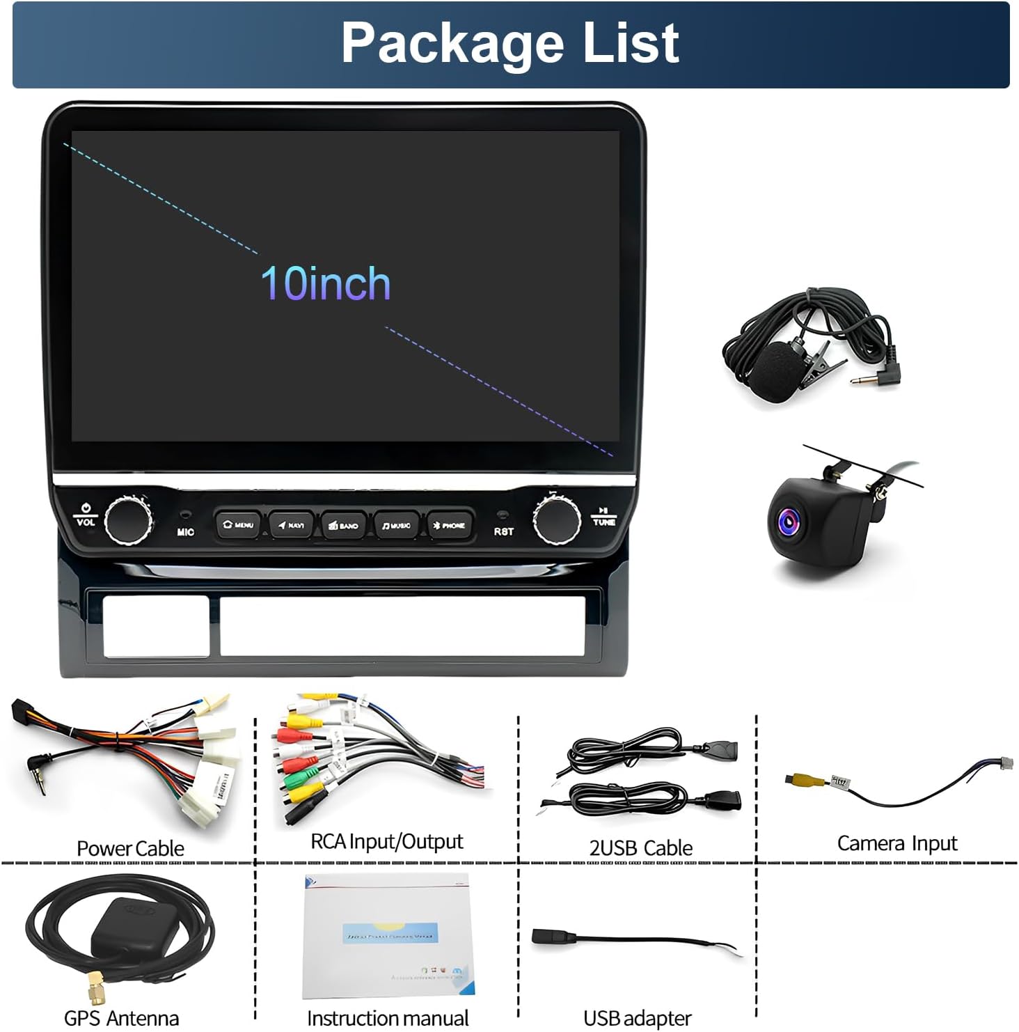 10" Touchscreen Android 13 Car Stereo Radio 2+32G Compatible for Toyota Tacoma 2005-2015, with Wireless/Wired Carplay&Android Auto/GPS Navi/5G WiFi, for JBL & No JBL