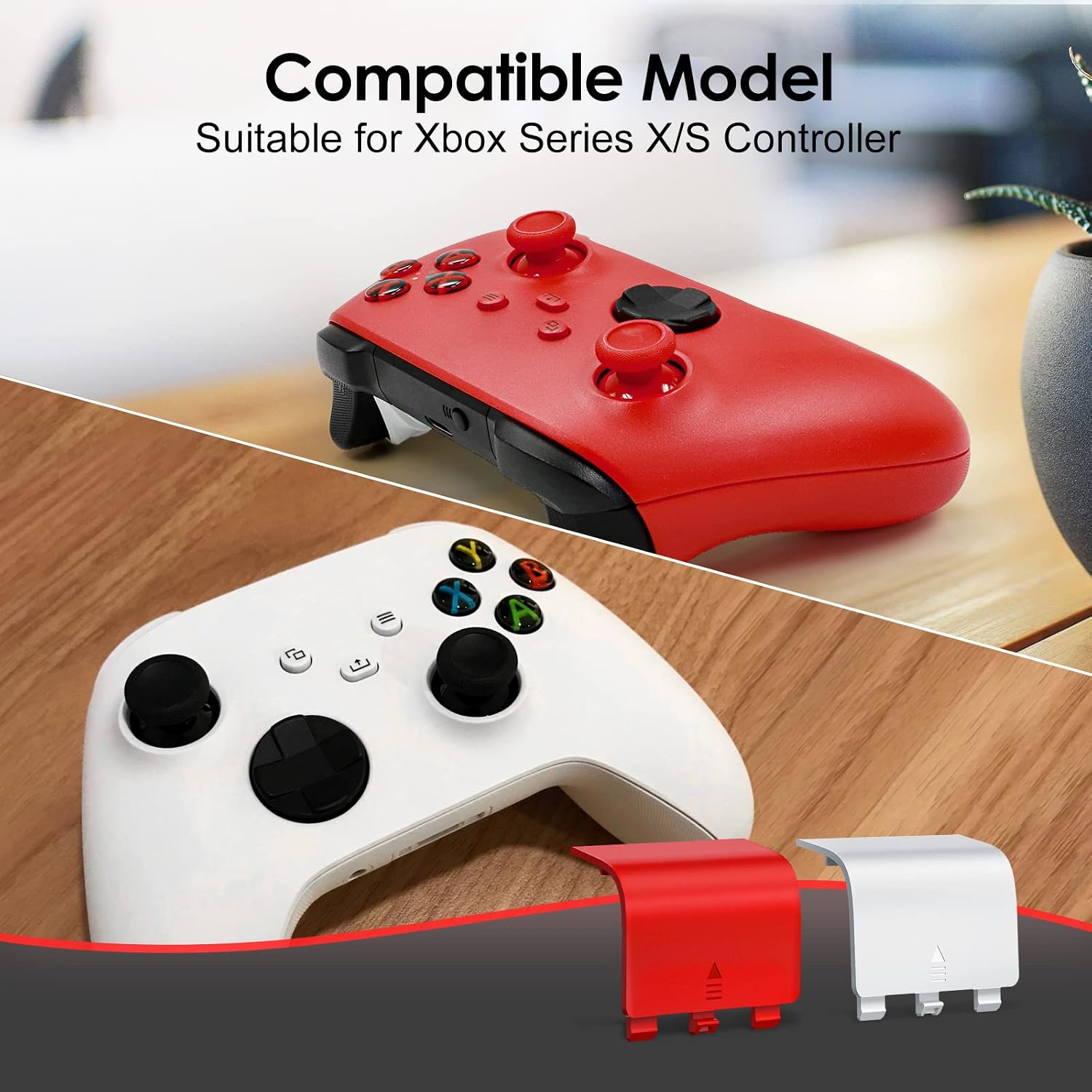 4-Pack Battery Back Door Lids for Xbox Series X/S Controllers, Red/White image 2