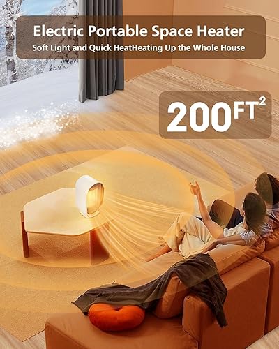 Miniatura 6 de QQT Calentador de espacio, calentador de espacio portátil de cerámica PTC para uso en interiores, calentador de escritorio silencioso para oficina,