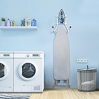 Vista 3 de ORLESS Soporte para tabla de planchar para colocar sobre la puerta/pared, soporte de almacenamiento para plancha y tabla de planchar (blanco)