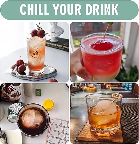 Miniatura 7 de WIBIMEN Bandeja grande para cubitos de hielo, molde de hielo de whisky de 2.5 pulgadas, paquete de 2 moldes de cubitos de hielo con cubo y pinzas,