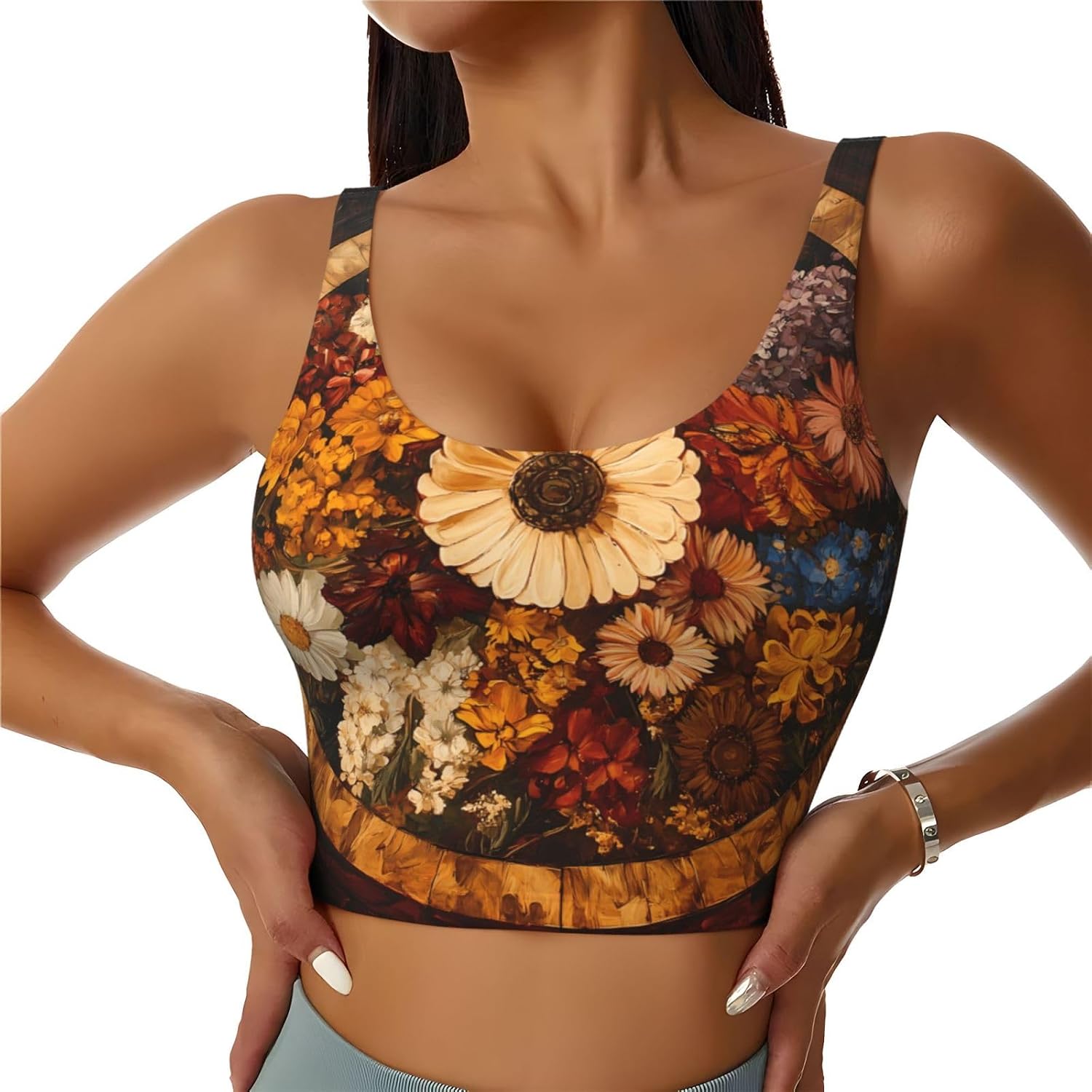 Women's Sports Vest Vintage Cartwheel Bouquet Printing Soft, Comfortable, Lightweight, and Breathable