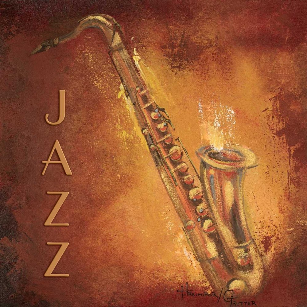 TELA-FRAMED-con-AMERICAN-BOX Jazz Hakimipour-Ritter - Piazza Musica Stampa artistica blues flusso jazz ritmo musica sassofono corno francese Cornice galleggiante 24_X_24_in