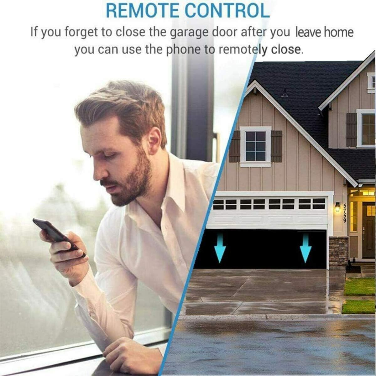 Smart Wi-Fi Garage Door Opener Remote, APP Control, Compatible with Alexa, Google Assistant, No Hub Needed with Smartphone Control (White)