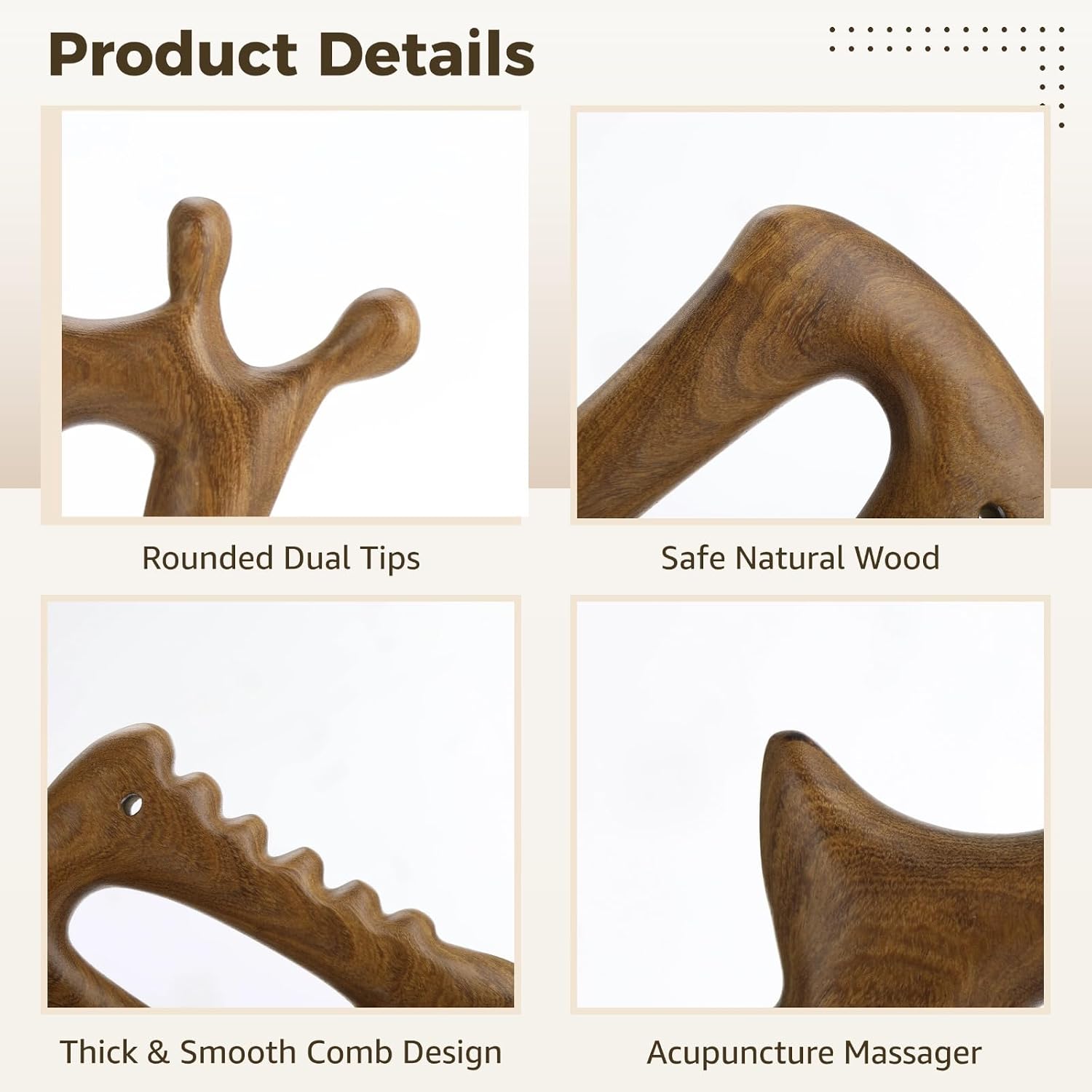 Wooden Gua Sha Massage Tool for Face and Body, Acupressure Massager
