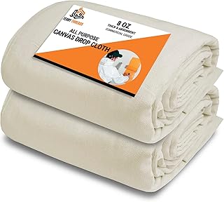 Sponsored Ad - Canvas Drop Cloth for Painting Size 6x9 Feet Pack of 2 Recycled Cotton Painters Drop Cloth for Painting Tar...
