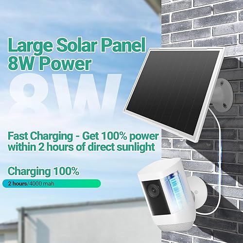 Miniatura 3 de Paquete de 2 paneles solares para cámara de anillocámaras Wyze, cargador solar de 8 W compatible con Stick Up Cam ProPlus y Spotlight Cam (batería)