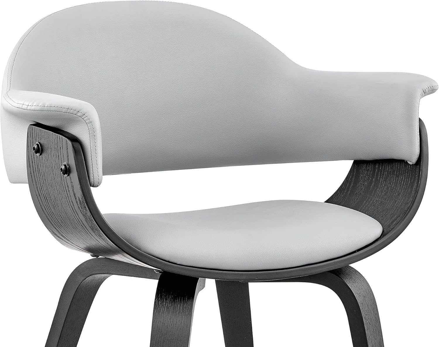 Armen Living Adalyn Faux Leather and Wood Dining Room Accent Chair, Gray/Black 19D x 25W x 30H in