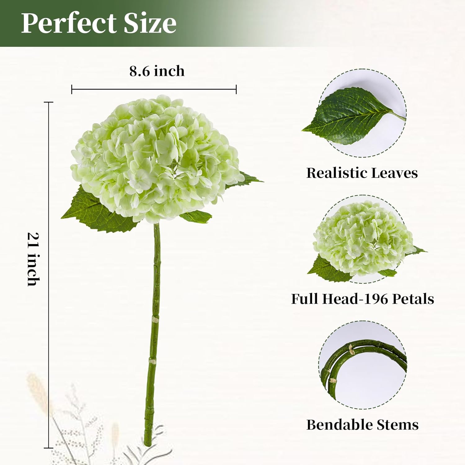 4 Pcs Hydrangea Artificial Flowers, Latex Real Touch Hydrangeas Lifelike Fake Hydrangea Flowers for Home Party Arrangements Wedding Bouquets Table Centerpieces Decor (2Dark Green&2Light Green) - Image 2