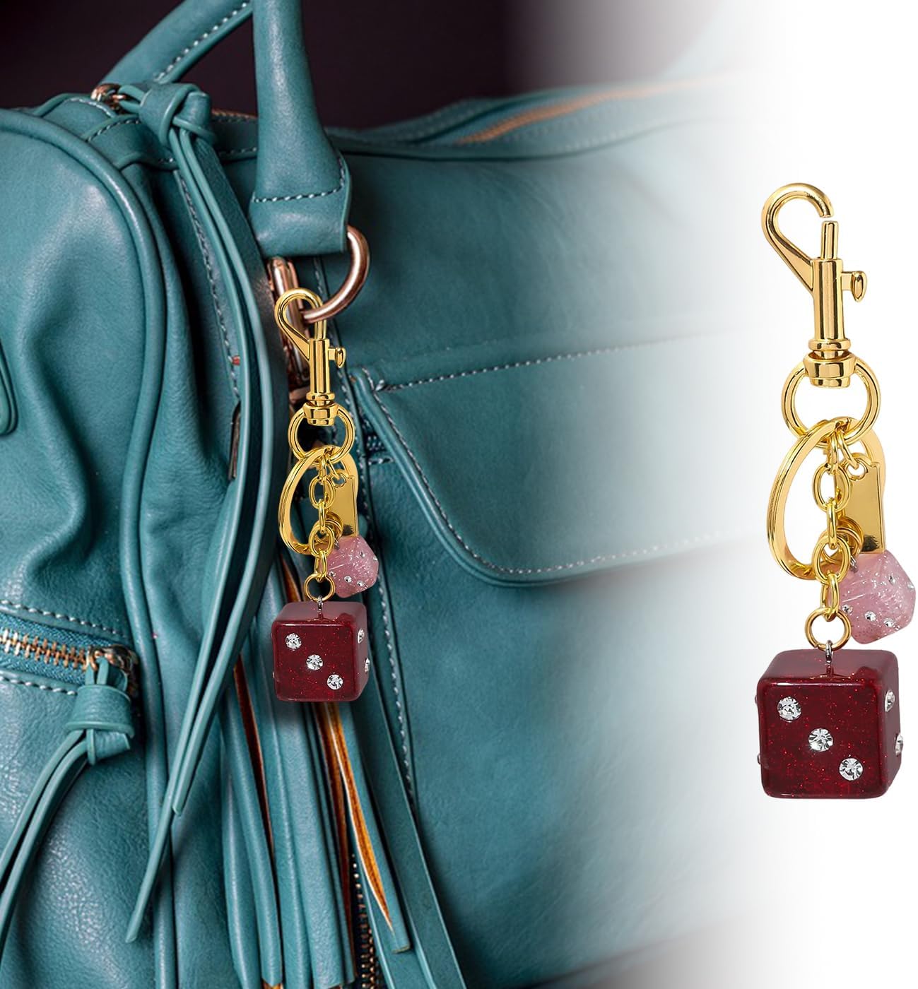 Magic Black 8 Ball Dice Keychain Bag Charms for Handbags Purse Backpack Car Y2k Accessories for Women Men image 4