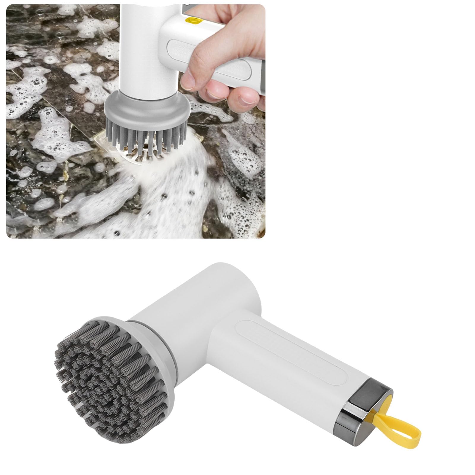 Socobeta Cepillo de Limpieza Eléctrico Inalámbrico, Fregador de Mano de 2 Velocidades para Azulejos de Baño y Cocina, 3 Cabezales Reemplazables (Blanca)