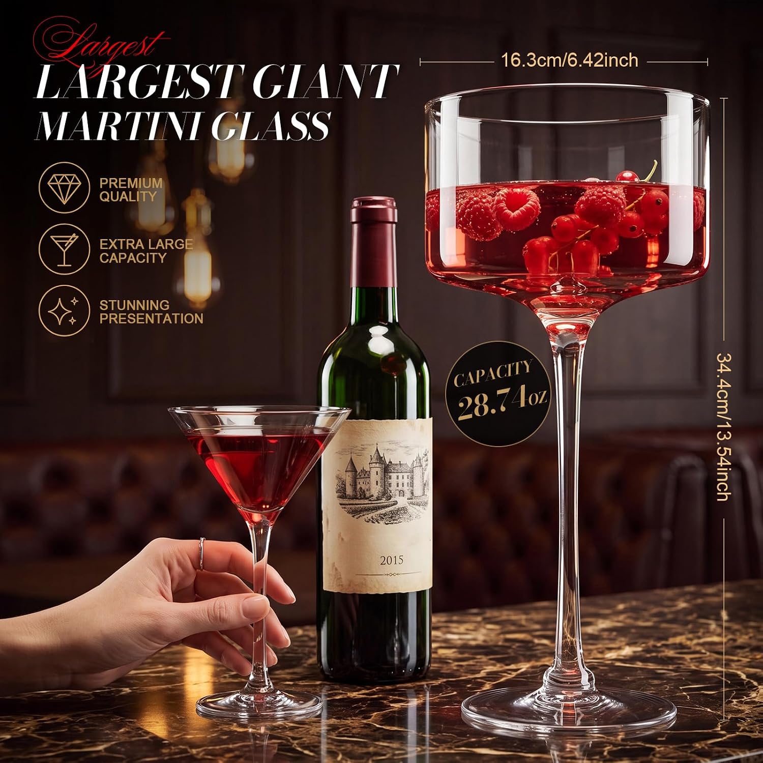 Remerry 52oz Giant Martini Glasses for Parties, Extra Large Cocktail Cup