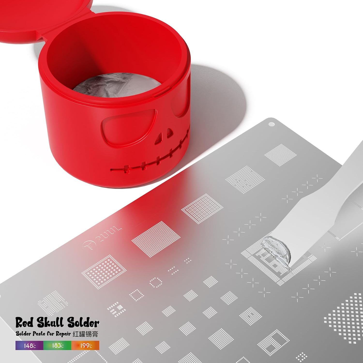 2UUL Red Skull BGA Solder Paste 148?/183?/199? For IC Chip Repair (Pack Of 3)