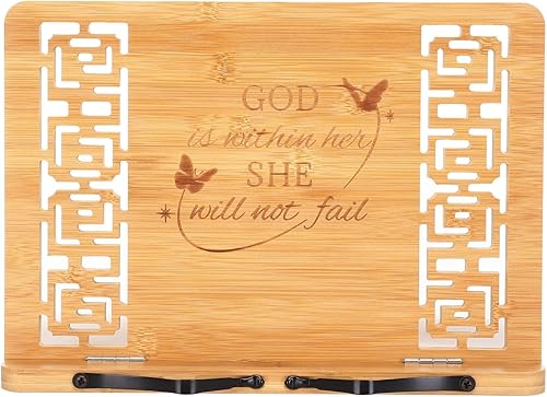 MEGREZ - Soporte de libros para lectura (33.5 x 23.9 cm) de bambú para libros de cocina, soporte ajustable para libros para tabletaslibros de