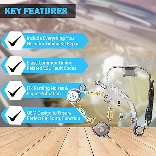 Miniatura 4 de Kit de cadena de sincronización de motor con tensor de guía de carga para buick Chevy GMC Pontiac Saab Saturn 2.0L 2.2L 2.4L L4 reemplazo # 12680750