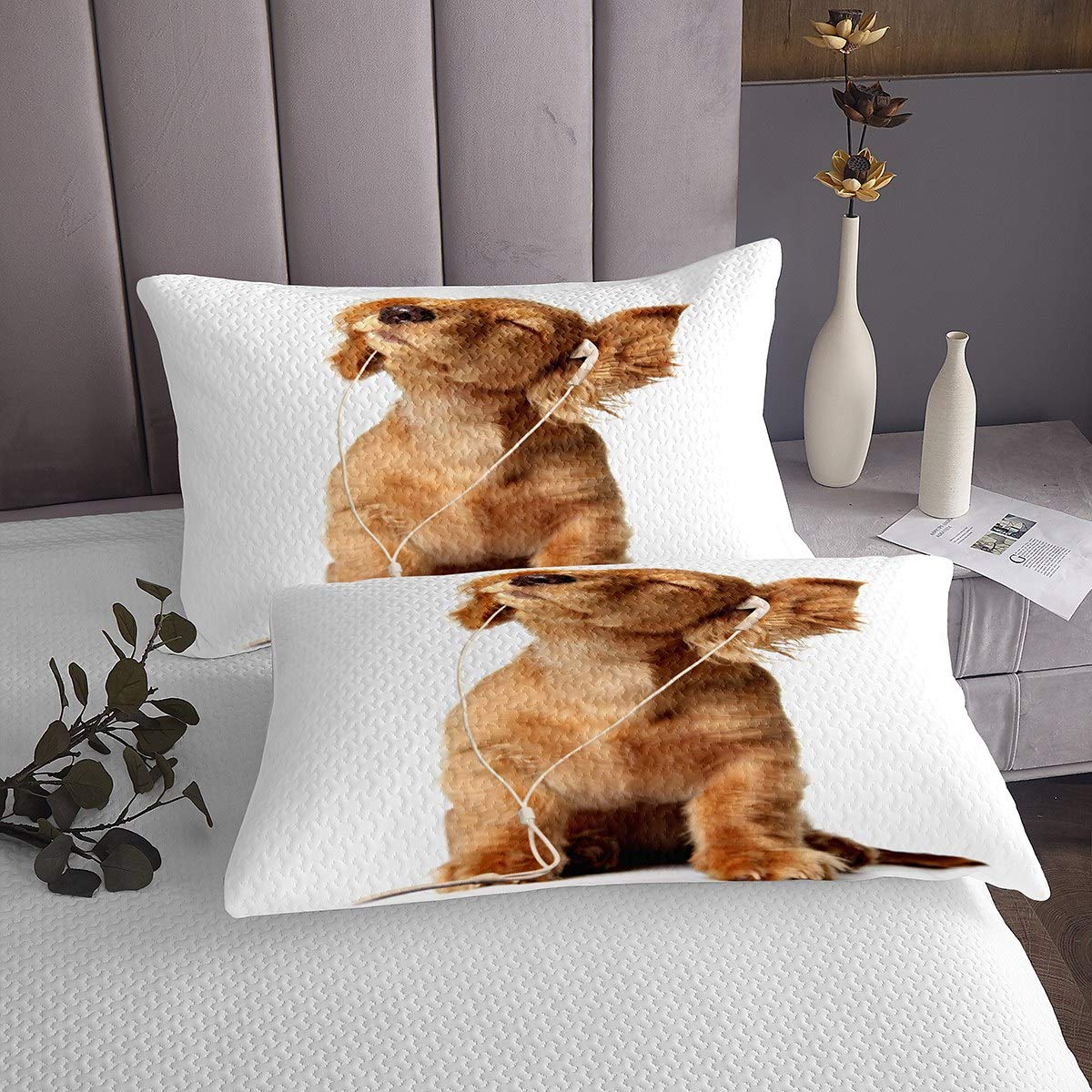 Coperta trapuntata per bambini con stampa di cani , coperta trapuntata, set di copertine 3D a tema musicale con animali trapuntati per camera da letto king size