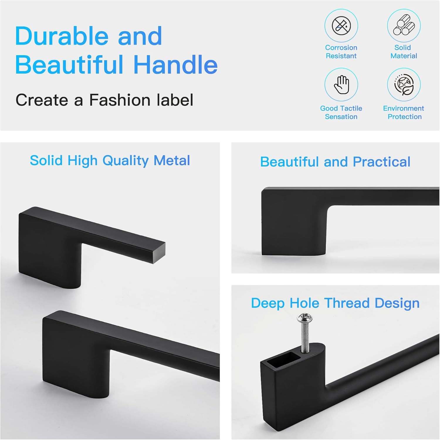 Matte Black Kitchen Cabinet Pulls 18in (457mm) Heavy Duty Long Cupboard Wardrobe Handles 1 Pack Kitchen Hardware for Dishwasher and Oven Cabinet Doors
