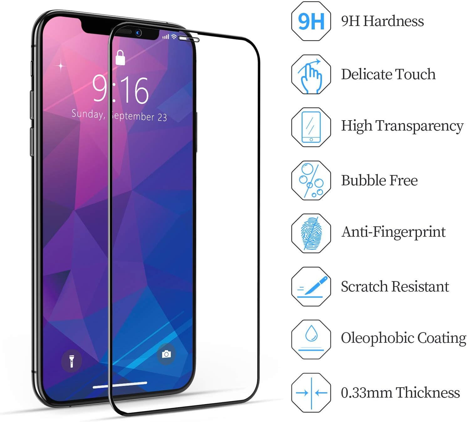 TAMOWA 2 Pack Screen Protector Compatible with iPhone 11/ iPhone XR (6.1 Inch), Edge to Edge Coverage Screen Protector Tempered glass Film with Installation Frame, HD Clarity, Scratch Resistant, Black