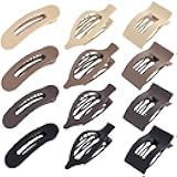 12 Pack Flat Hair Clips for Women-3 Styles Matte Neutral Flat Claw Clips, Black, Blonde,Light Brown & Dark Brown, Thick & Thin Hair Styling Accessories