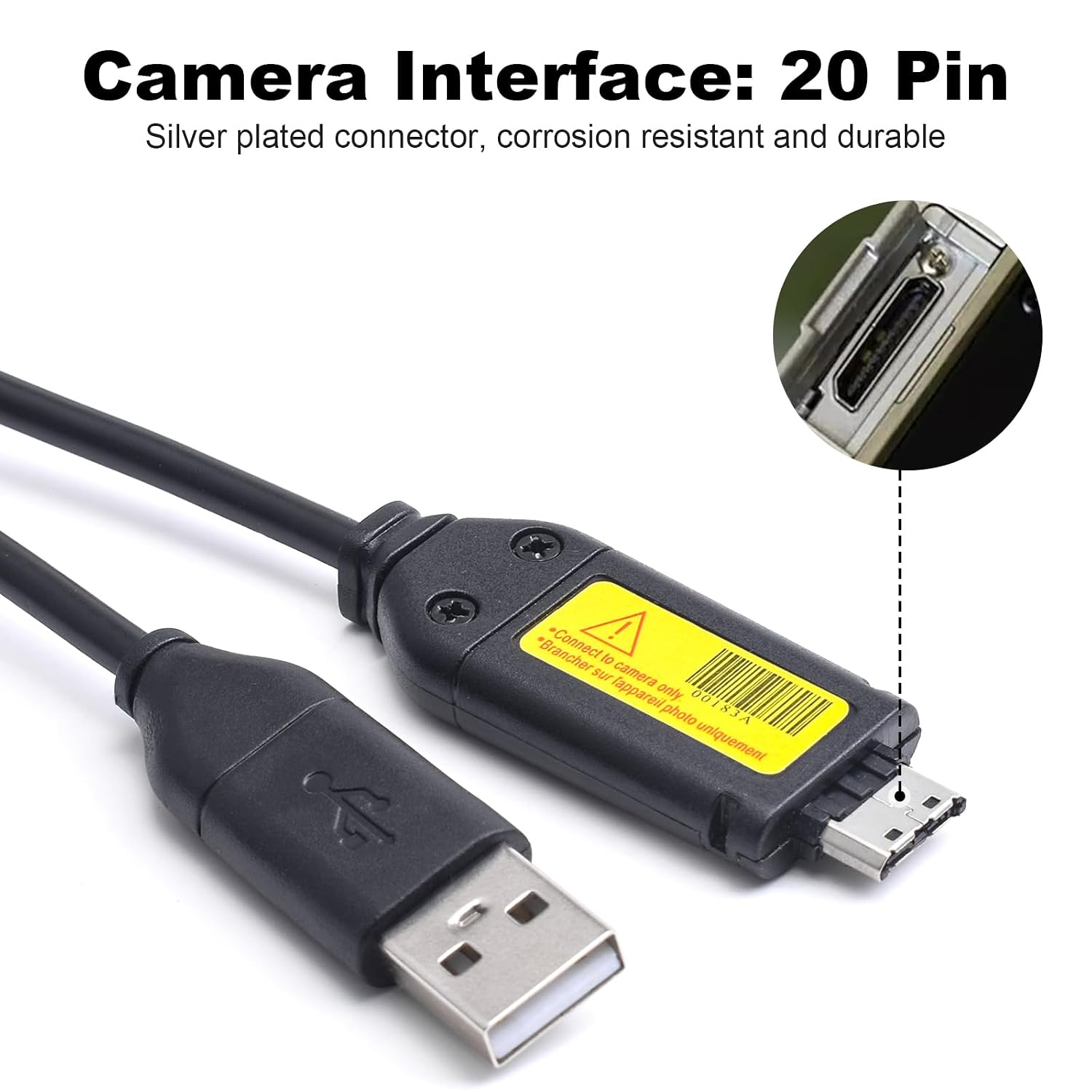 USB Cable for Samsung Camera Compatible with Samsung ST700 ST600 ST95 ST70 ST65 ST60 ST30 WB210 PL210 PL200 PL170 PL121 PL120 PL100 PL60 PL20 L210 L200 L100 HZ30W ES70 ES65 ES55 SH100 TL205 TL105