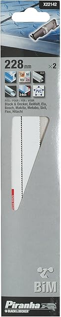 BLACK+DECKER X22142-XJ Piranha Cutsaw Blade Thick Metal Bimetal, 228 mm - Set of 2